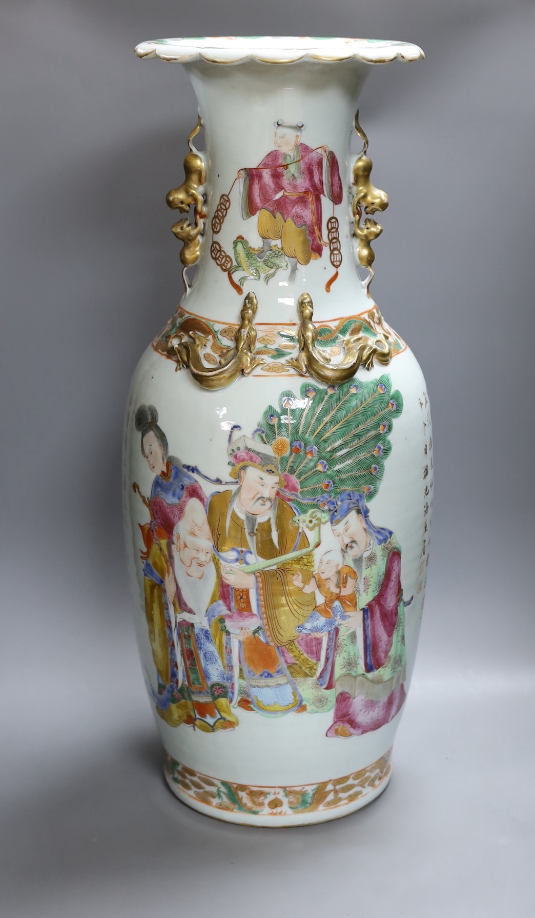 A large 19th century Chinese famille rose Immortals vase, 64 cms high